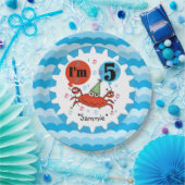 レッドパーソナライズされたカニ5th誕生日紙プレート ペーパープレート (パーティー)