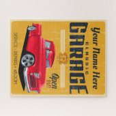 レッドパーソナライズされたクラシックトラック車庫 ジグソーパズル (横)