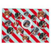 レッドパーソナライズされたストライプクリスマス3枚 ラージペーパーバッグ (裏面)