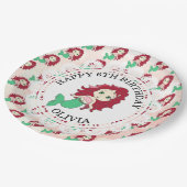 レッドパーソナライズされたヘッドマーメイド誕生日プレート ペーパープレート (アングル)