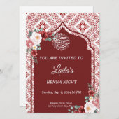 レッドパーソナライズされたヘナナイト招待状 招待状 (正面/裏面)