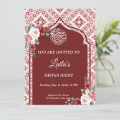 レッドパーソナライズされたヘナナイト招待状 招待状 (スタンド正面)