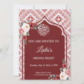レッドパーソナライズされたヘナナイト招待状 招待状 (正面)
