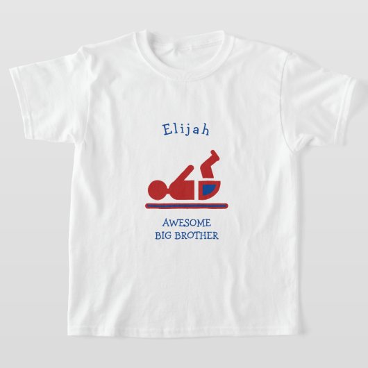 レッドパーソナライズされたベビー素晴らしビッグブラザー Tシャツ (レイダウン)