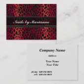 レッドパーソナライズされたレオパードアニマルプリント 名刺 (正面/裏面)