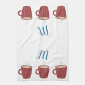 レッドパーソナライズされた水玉模様コーヒーキッチンタオル キッチンタオル (縦)