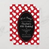 レッドパーソナライズされた水玉模様パーティの招待状 招待状 (正面/裏面)
