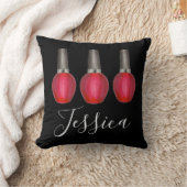 レッドパーソナライズされた爪、 ネイルポーランドボトル美しいファッション クッション (ブランケット)