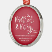 レッドパーソナライズされた結婚式の引き出物クリスマス メタルオーナメント (左)