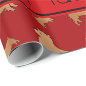 レッドパーソナライズされた・ノウィッチ・テリア犬の名前 ラッピングペーパー (ロールコーナー)