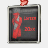 レッドパーソナライズされた・バレリーナ・スリッパ メタルオーナメント (左)