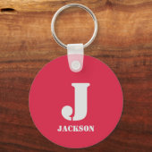 レッドパーソナルモノグラムキーチェーン キーホルダー (正面)