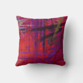 レッドパープルオレンジファインアートズ絵画スタイル クッション (裏面)