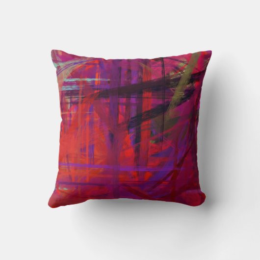 レッドパープルオレンジファインアートズ絵画スタイル クッション (裏面)