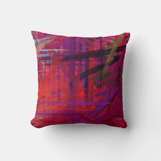 レッドパープルオレンジファインアートズ絵画スタイル クッション (正面)