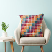 レッドパープルティール(緑がかった色)オレンジイエロー秋キューブ クッション (椅子)