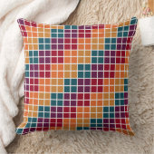 レッドパープルティール(緑がかった色)オレンジイエロー秋キューブ クッション (ブランケット)