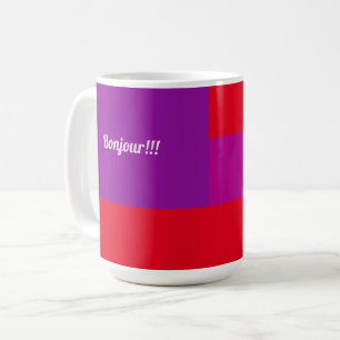 レッドパープルデザイングッドモーニングボンジュール コーヒーマグカップ