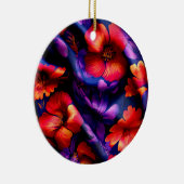 レッドパープルフラワーデザイン セラミックオーナメント (右)