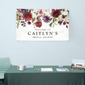 レッドパープルフローラ水彩ブライダルシャワーへようこそ 横断幕 (トレードショー)