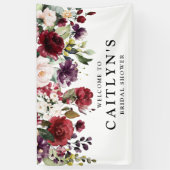 レッドパープルフローラ水彩ブライダルシャワーへようこそ 横断幕 (縦)