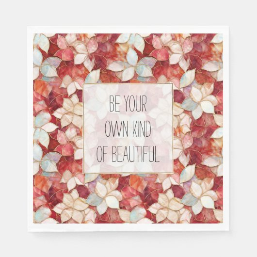 レッドパールピーチフラワー スタンダードランチョンナプキン (正面)