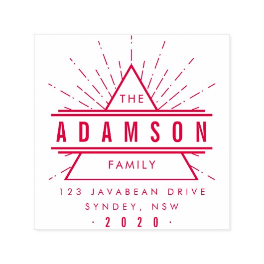 レッドヒップスター三角家族の名前差出人住所 セルフインキングスタンプ (デザイン)