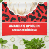 レッドヒョウ印刷レトロサンタクロース キッチンタオル (折り畳み)