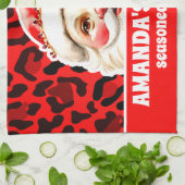 レッドヒョウ印刷レトロサンタクロース キッチンタオル (折り畳み)