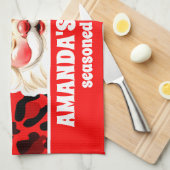 レッドヒョウ印刷レトロサンタクロース キッチンタオル (四つ折り)