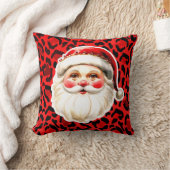 レッドヒョウ印刷レトロサンタクロース クッション (ブランケット)