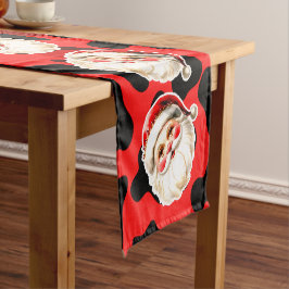 レッドヒョウ印刷レトロサンタクロース ショートテーブルランナー