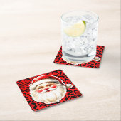 レッドヒョウ印刷レトロサンタクロース スクエアペーパーコースター (インサイチュ)