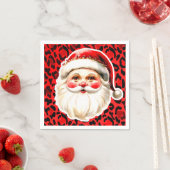 レッドヒョウ印刷レトロサンタクロース スタンダードカクテルナプキン (インサイチュ)