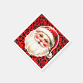 レッドヒョウ印刷レトロサンタクロース スタンダードカクテルナプキン (角)
