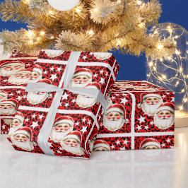 レッドヒョウ印刷レトロサンタクロース ラッピングペーパー