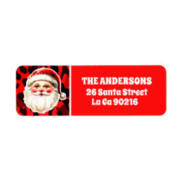 レッドヒョウ印刷レトロサンタクロース ラベル