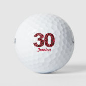 レッドヒョウ印刷30th誕生日ゴルファー30年 ゴルフボール (正面)