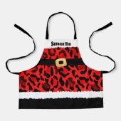 レッドヒョウ柄サンタの衣装クリスマスキッズ エプロン (正面)