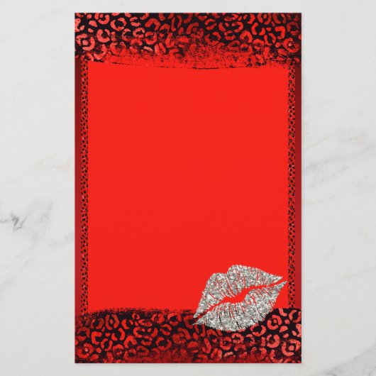 レッドヒョウ柄シルバーキス文房具 便箋 (正面)