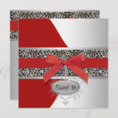 レッドヒョウ甘い16誕生日パーティー 招待状 (正面/裏面)