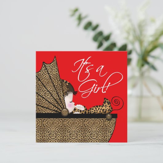 レッドヒョウ赤ちゃんガールシャワー 招待状 (スタンド正面)