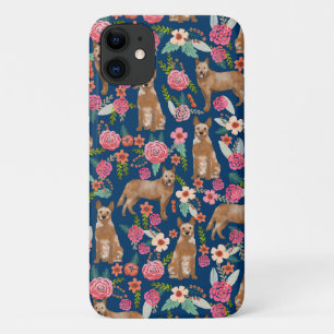 レッドヒーラー犬ヴィンテージ花模様海軍 iPhone 11 ケース