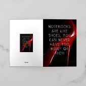 レッドヒールのノートブックは靴のようなものだ 箔グリーティングカード (外側レイダウン)