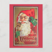レッドビクトリアンサンタクロースこんにちはメリークリスマス シーズンポストカード (正面)