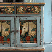 レッドビクトリアンフローラウィリアムモリススタイルユニコーン 薄葉紙