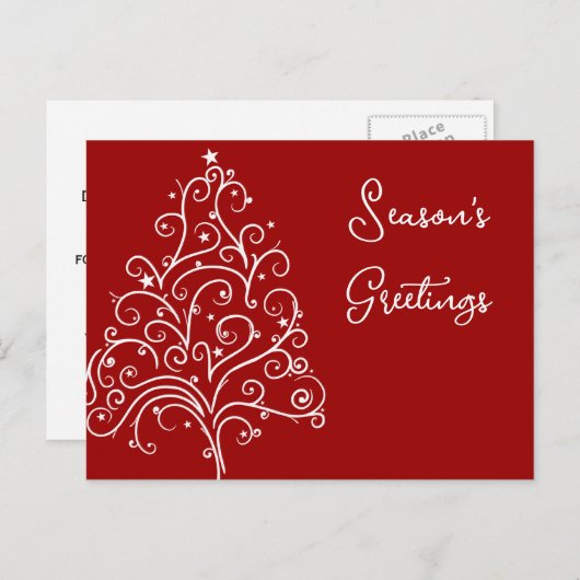 レッドビジネス季節のごあいさつのクリスマスツリー ポストカード (正面/裏面)