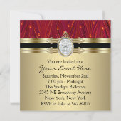 レッドピアスブラック金ゴールドウーマンズバースデーパーティー 招待状 (裏面)