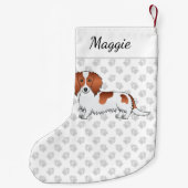 レッドピエバルドロングヘアダッチシュント漫画の犬と名前 スモールクリスマスストッキング (裏面)