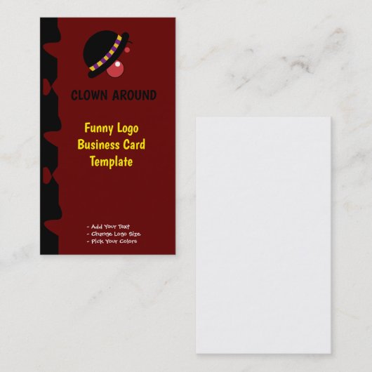レッドピエロコメディおもしろいロゴ 名刺 (正面/裏面)